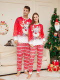 Christmas Cartoon Reindeer Print Parent-child Christmas Suit Pajamas