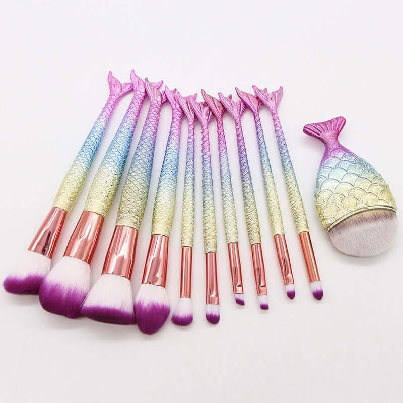 10 Mermaid Makeup Brushes Suit Beauty Tools Hot Selling Product Makeup Brushes Combination