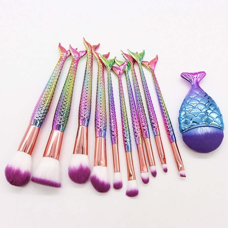 10 Mermaid Makeup Brushes Suit Beauty Tools Hot Selling Product Makeup Brushes Combination